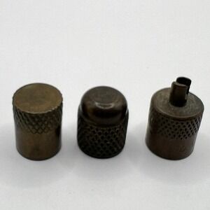 C & C Core Stem Tool Plus Two Brass Tone Valve Stems Caps Auto Vintage